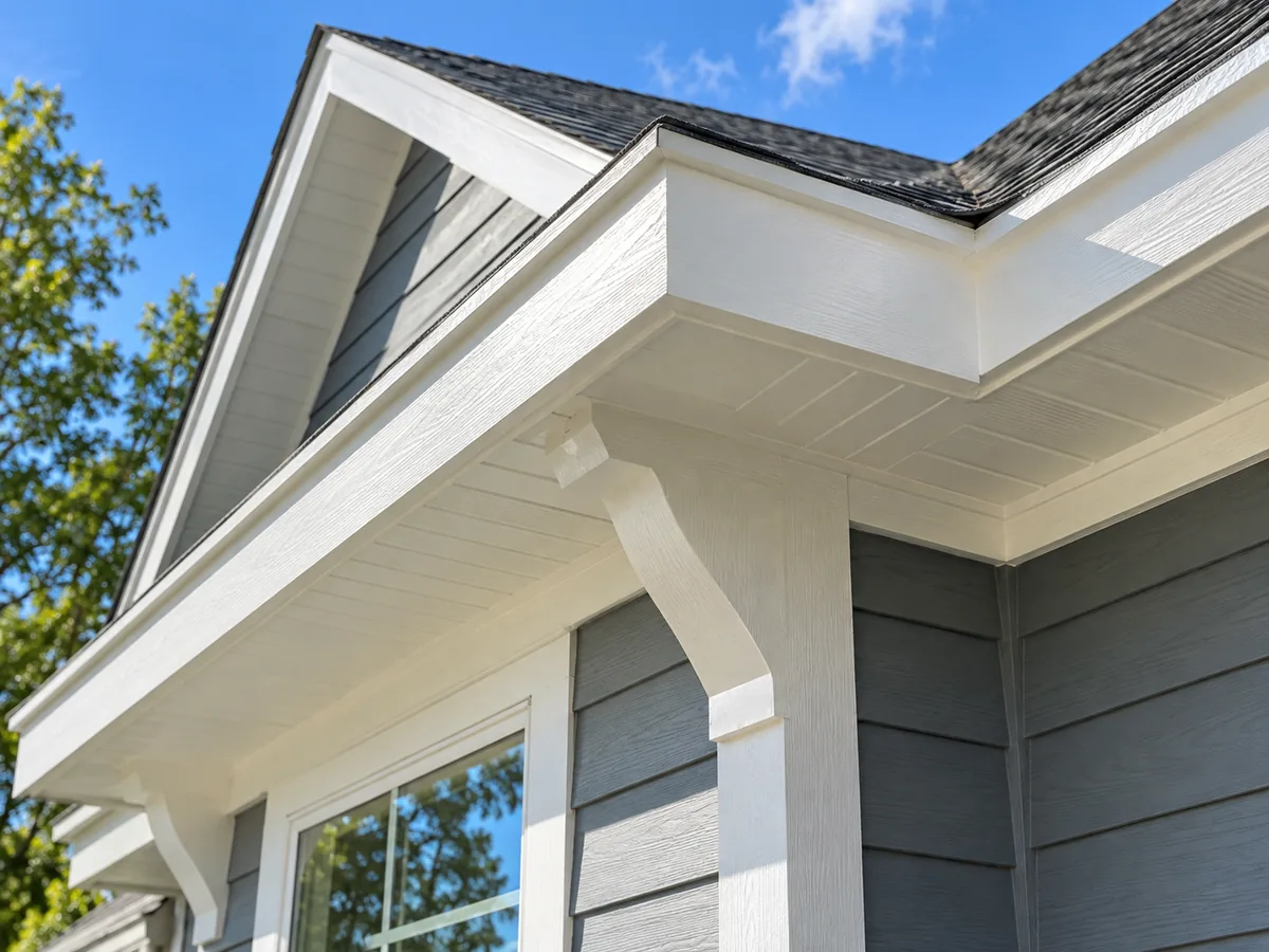 Freshly painted trim, fascia and soffit