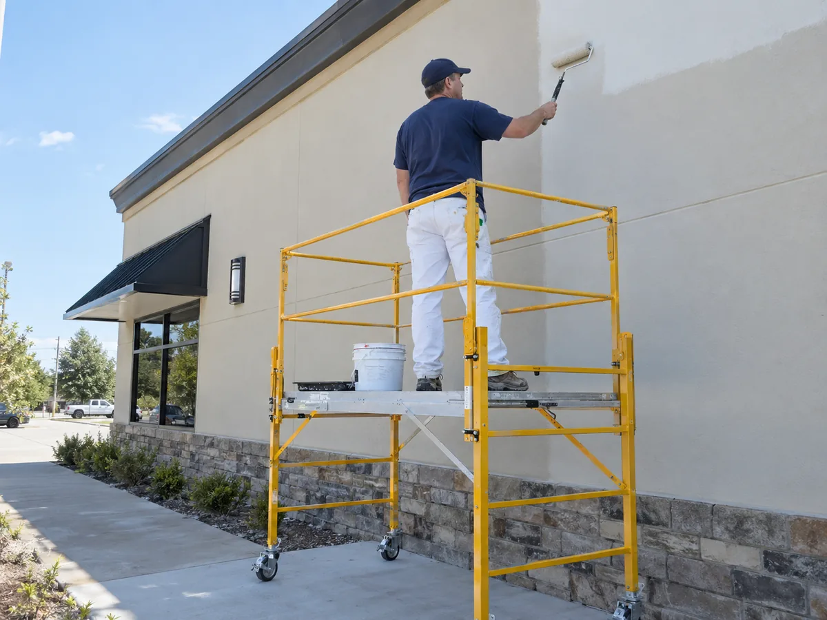 Commercial building being painted