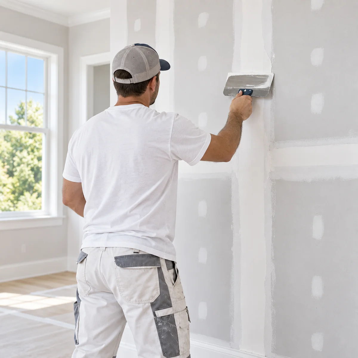Drywall finisher smoothing joint compound